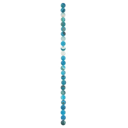 Blue Stripe Matte Agate Round Beads, 10mm by Bead Landing™